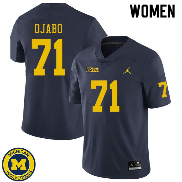 Women Michigan Wolverines #71 David Ojabo Navy Replica Game Jersey